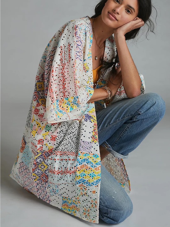 Anthropologie Sweaters - Anthropologie Rayne Patchwork Eyelet Kimono
